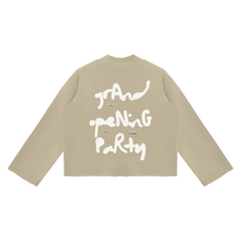 Load image into Gallery viewer, Unisex Expensive Exhibit Mock Neck Raw Edge Boxy Sweatshirt
